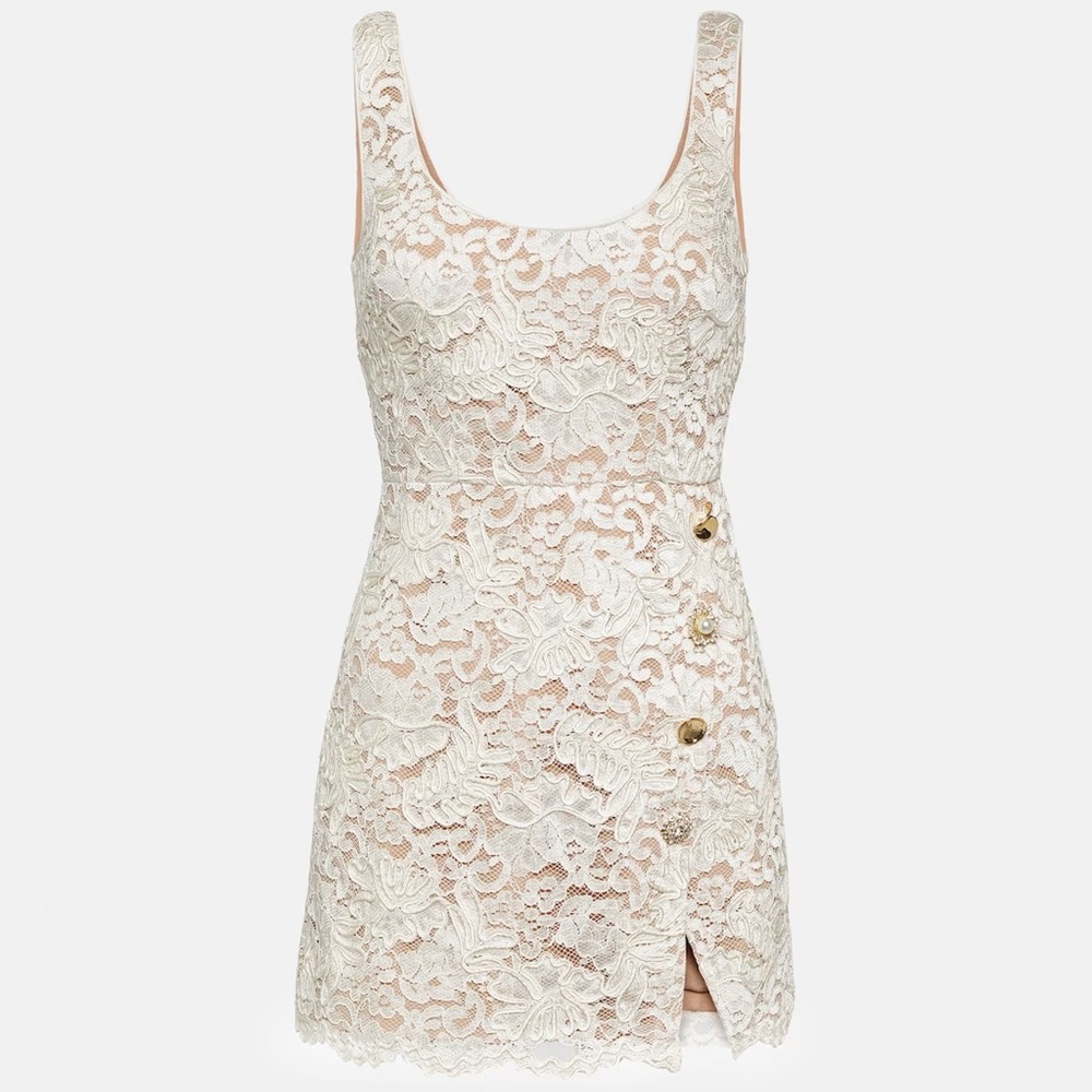 Self-portrait cord lace mini dress in cream
